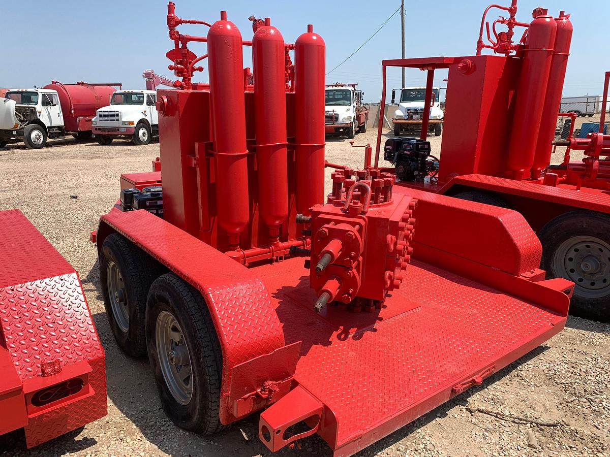 Used 3-station closing unit mtd on SHOPBUILT 14’ x 6’ t/a bumper pull trailer