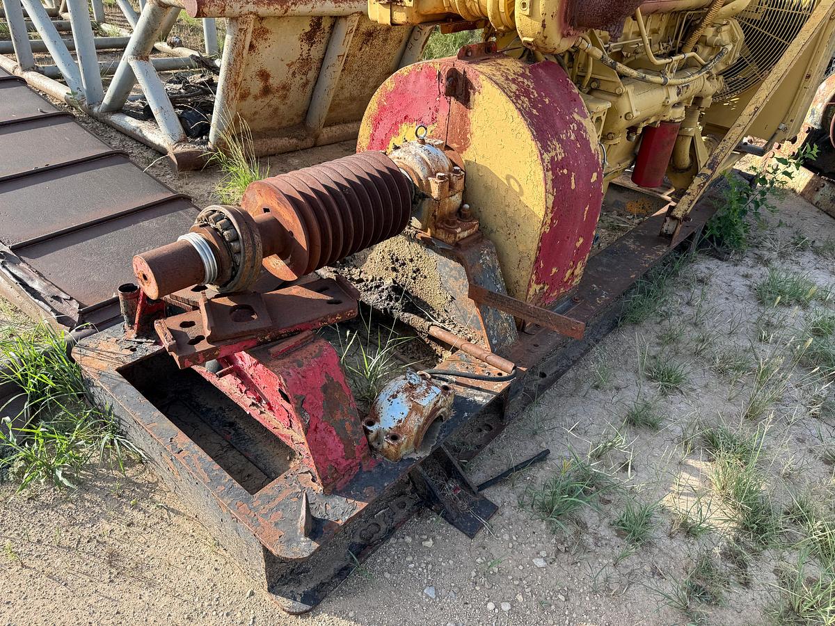 Used CATERPILLAR D3406 DIESEL ENGINE W/ 18” AIRFLEX CLUTCH, JACK SHAFT 10-GROOVE SHEAVE, & RADIATOR, SKIDDED