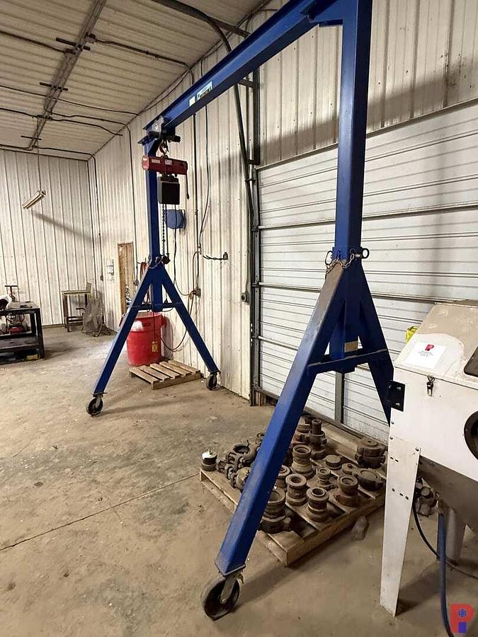 Used 10’ X 10” ADJUSTABLE 2,000 LBS CAP. ELECTRIC GANTRY CRANE