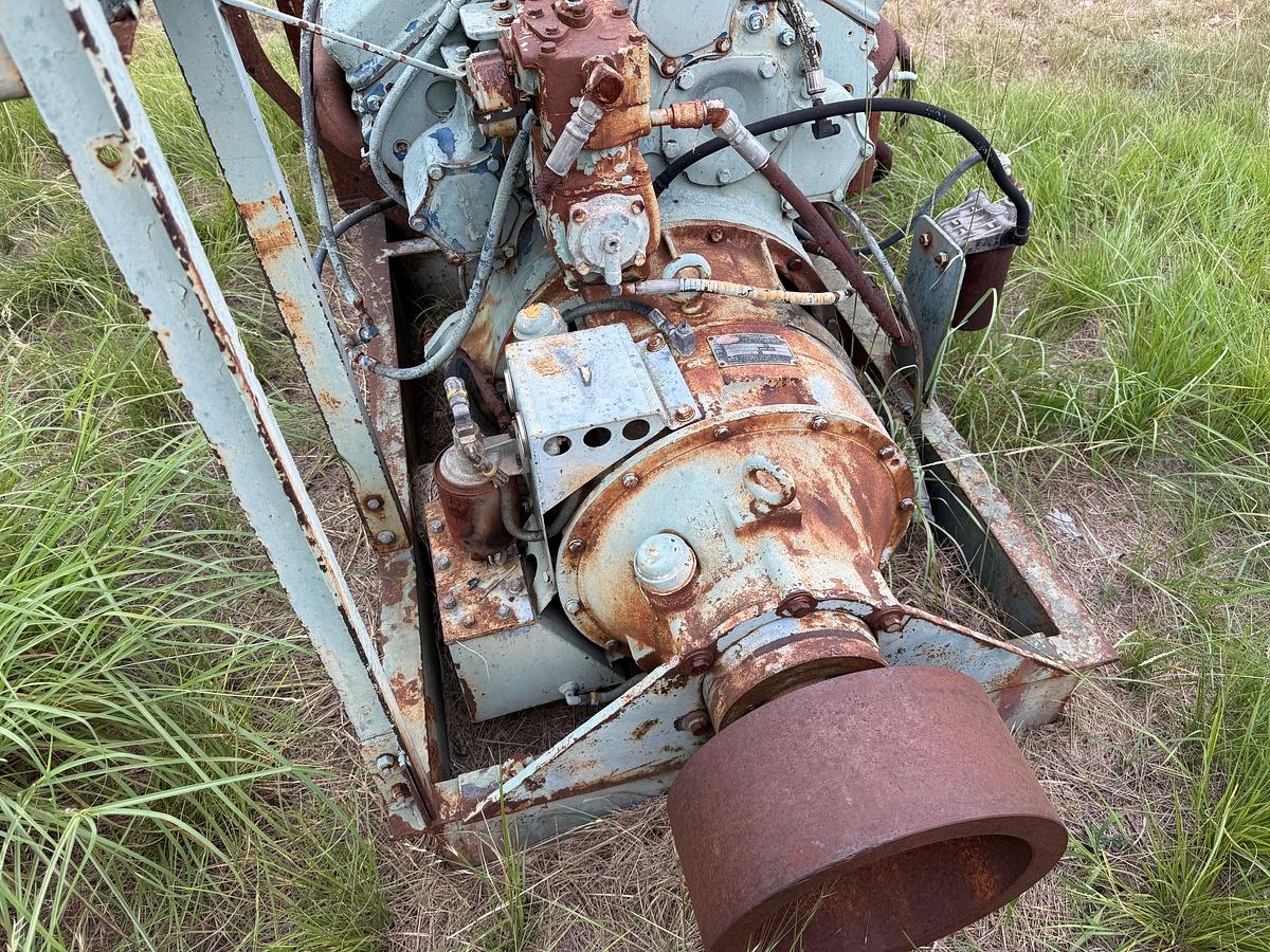 Used DETROIT 6V92T DIESEL ENGINE W/ TWIN DISC F-10017-TC-1 TORQUE CONVERTER & RADIATOR, SKIDDED