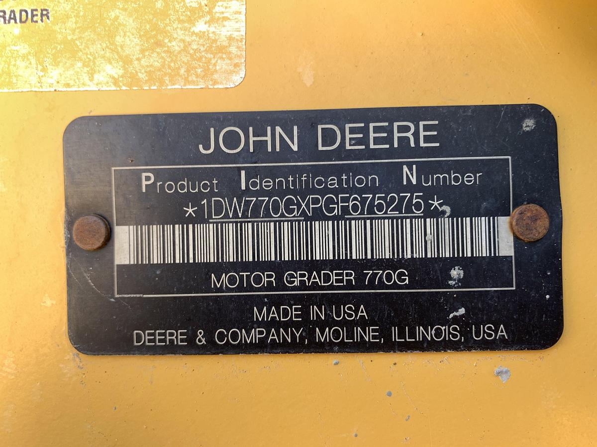 Used 2016 JOHN DEERE 770G MOTOR GRADER