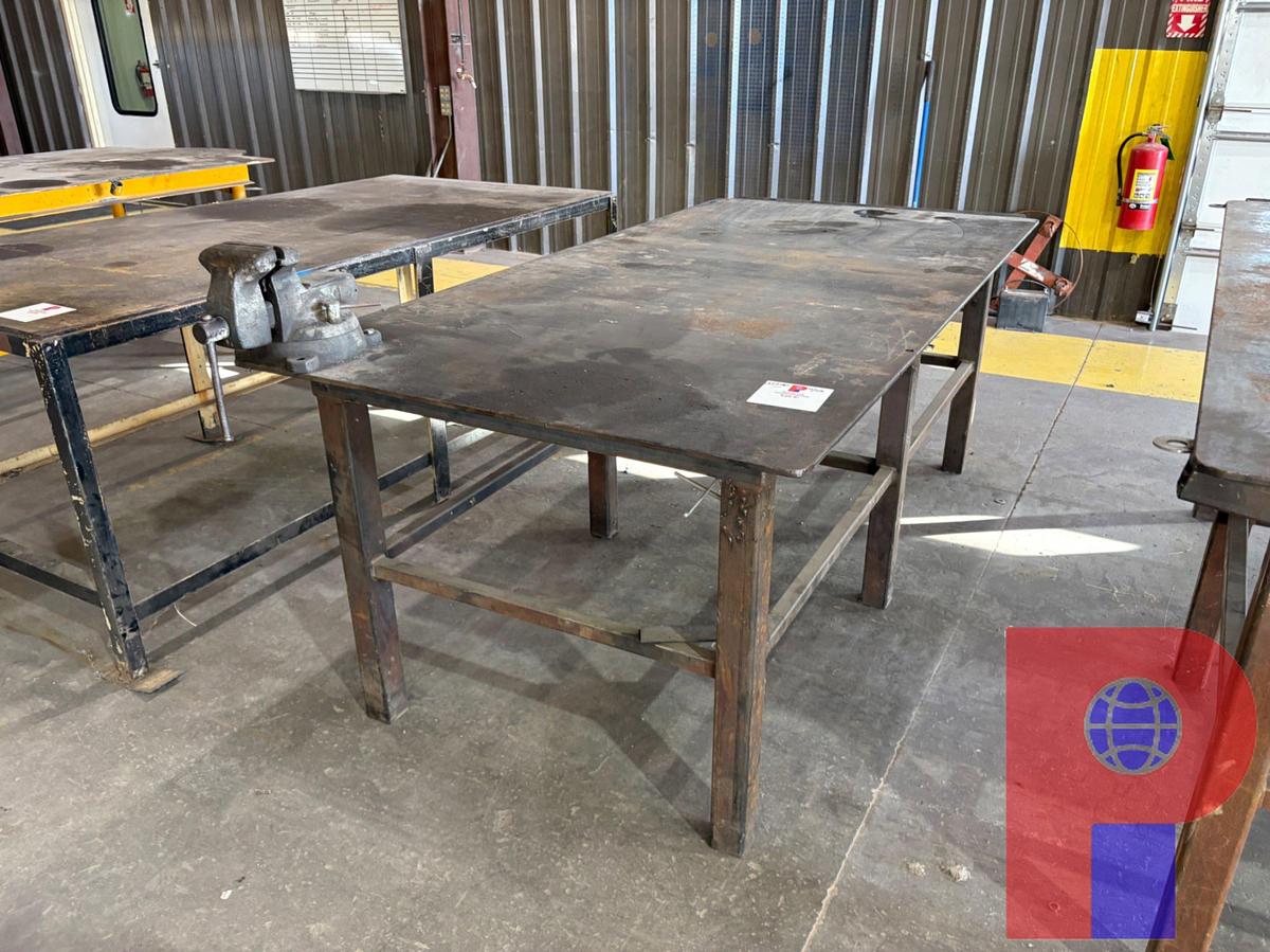 Used 8’4” X 4’ X 3’ STEEL SHOP TABLE