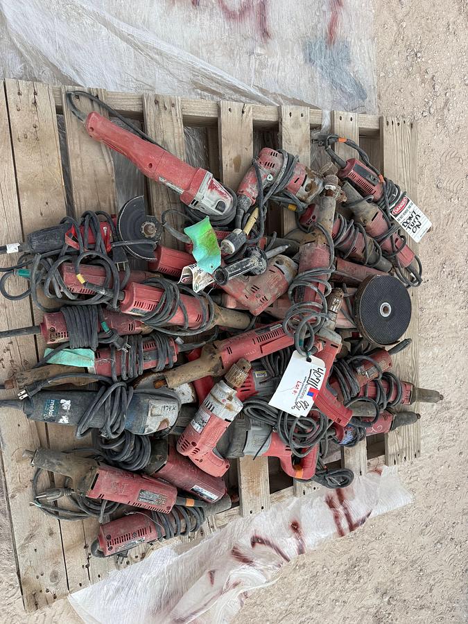 Used PALLET W/ (25) VARIOUS ELECTRIC DRILLS, DIE GRINDERS, SANDERS, SAWZALLS, & RELATED