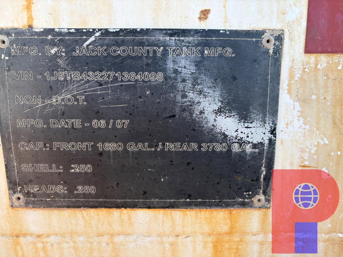 Used 2007 JACK COUNTY TANK MFG 5,460 GALLON 2-COMP. T/A FLUID TRANSPORT TRAILER