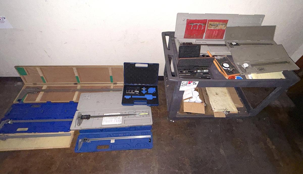 Used SECTION (5) 24” (1) 40”, (2) 12” DIGITAL & MANUAL OD/ID MICROMETERS (1) DEPTH GAUGE & ROLLING POLY PARTS CART