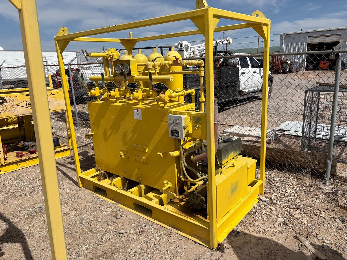 Used Meyer 4-station closing unit, skidded