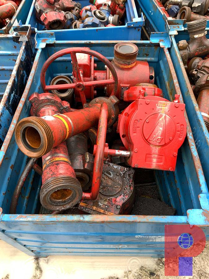Used BIN OF (3) 3” FIG 1502 15K WP MANUAL GATE VALVES, AND PUP JTS