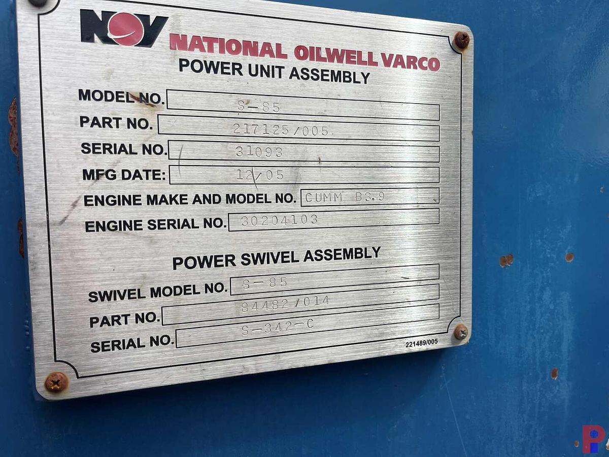 Used 2005 NOV BOWEN S-85 TON TRAILER MTD. POWER SWIVEL