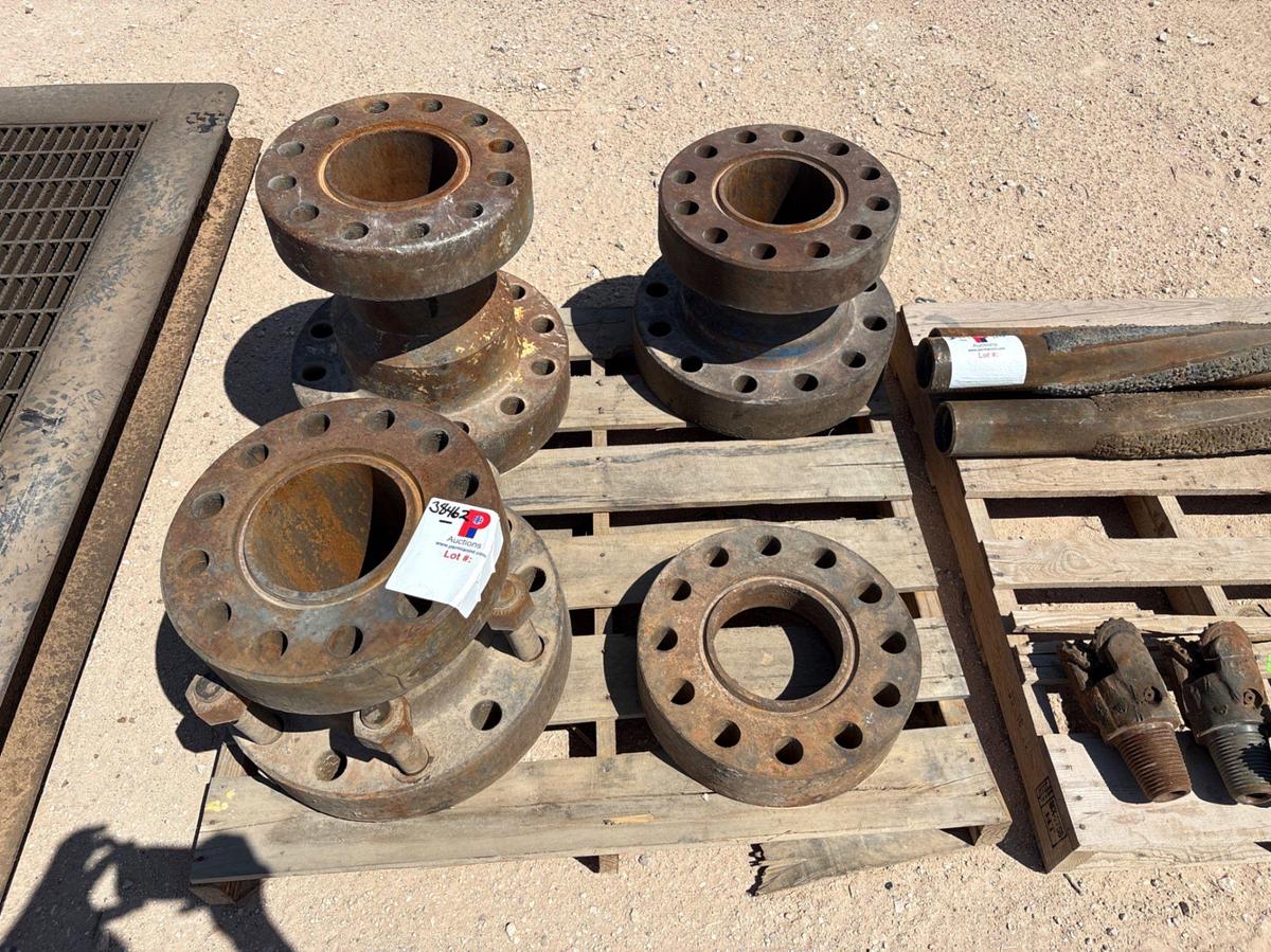 Used Pallet w/ (3) 7” 10k x 5k spools & (1) 7” 5M x 8-5/8” Larkin flange