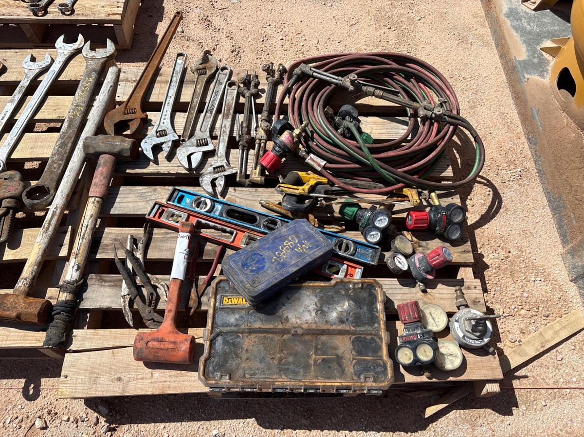 Used (3 pallets) of assorted wrenches, hammers, cutting torches, & miscellaneous hand tools