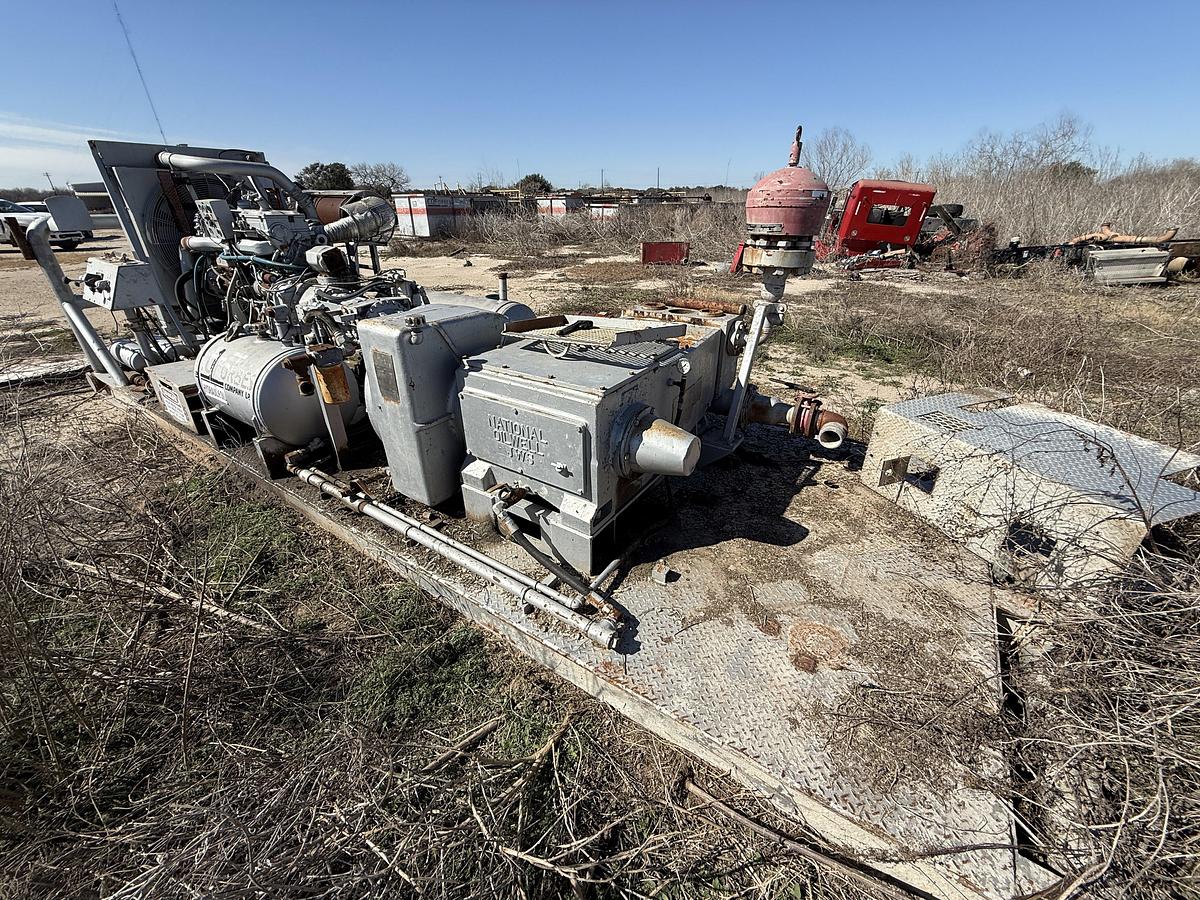 Used JWS-340 10K WP TRIPLEX WELL SERVICE PUMP SKIDDED P/B DETROIT SERIES 60 (INCOMPLETE)