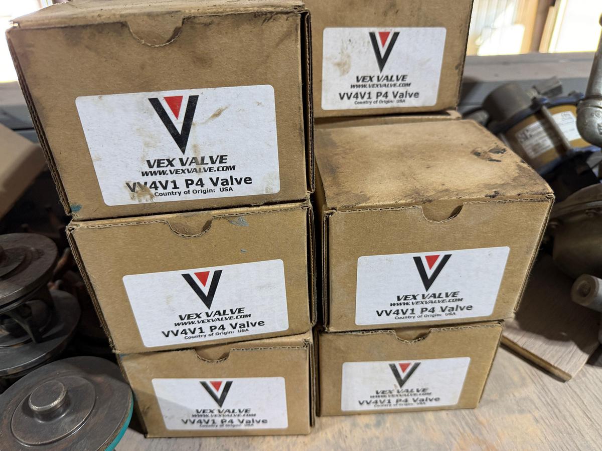 Used 6-SHELVE SECTION OF KERR & SOME OFM TRIPLEX PUMP PARTS