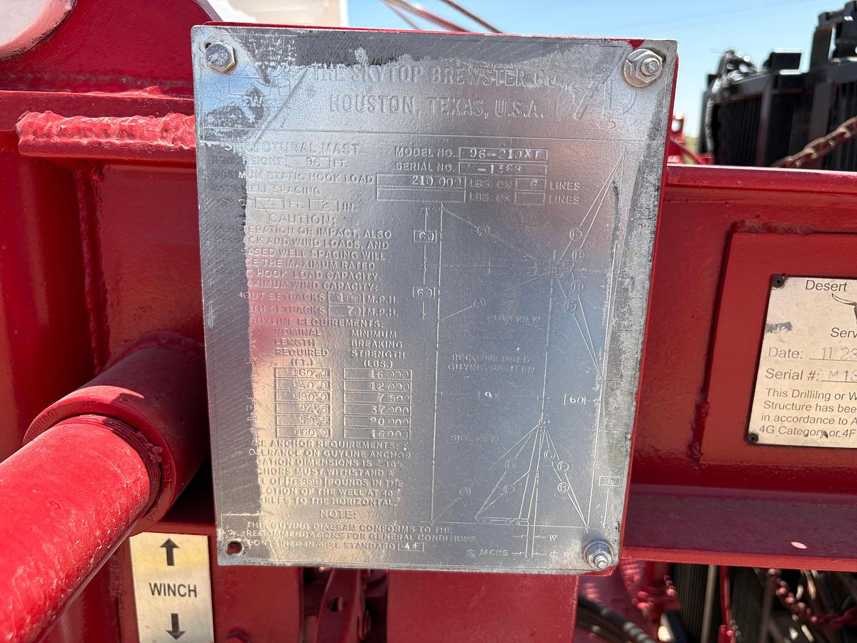 Used 1982 Skytop Brewster 5 axle DD Well Service Rig, 96-210k Mast