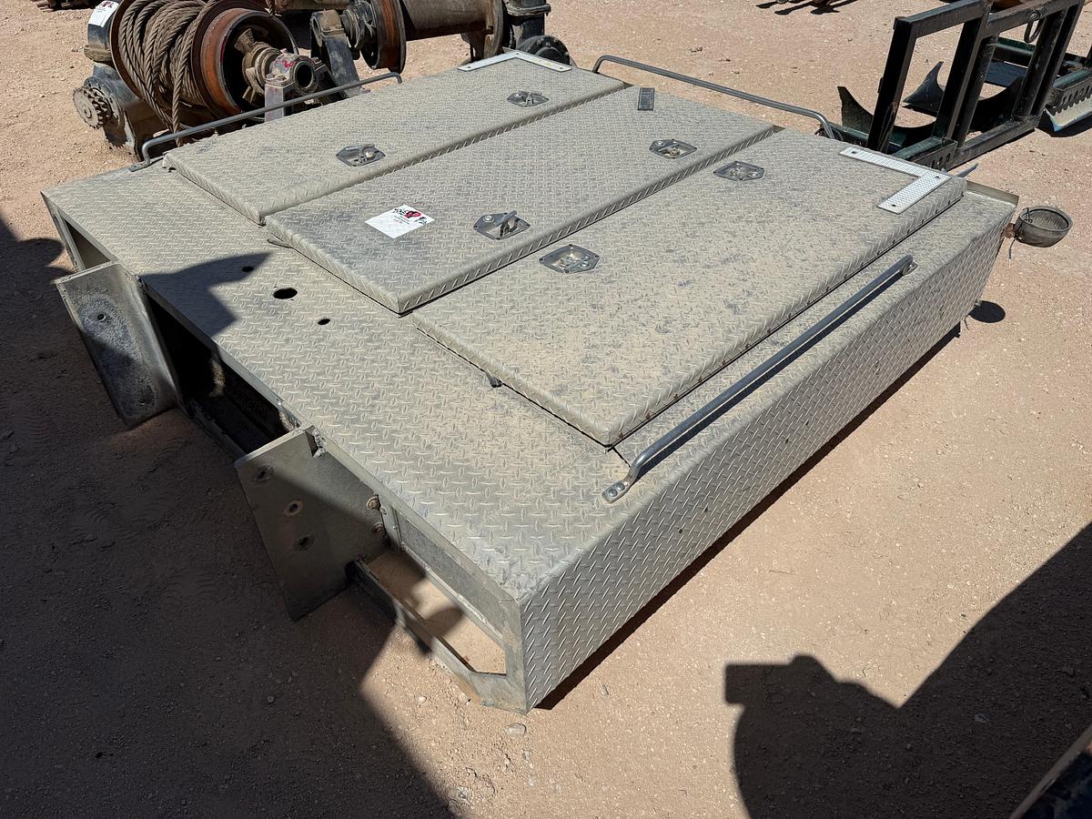 Used 6.8’W x 6’H x 1.6’D 3-DOOR ALUMINUM HEADACHE RACK