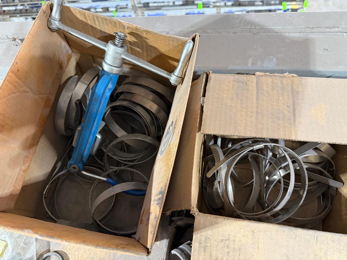 Used 6-SHELVE SECTION OF KERR & SOME OFM TRIPLEX PUMP PARTS