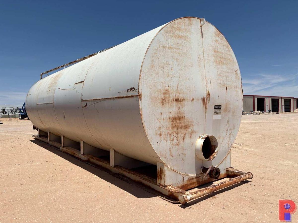Used 500BBL 32’ X 10.5’ CYLINDER FRAC TANK, SKIDDED