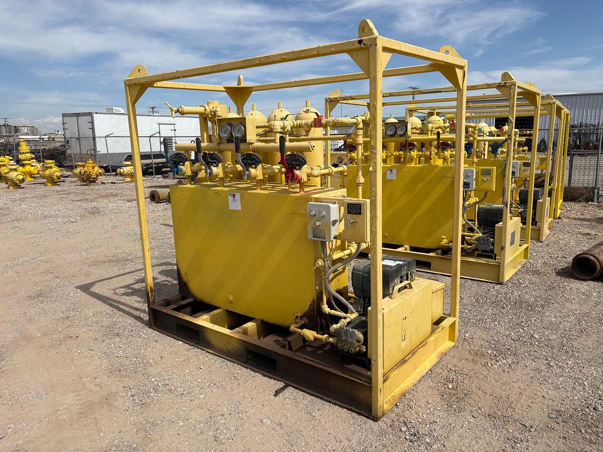 Used Meyer 4-station closing unit, skidded