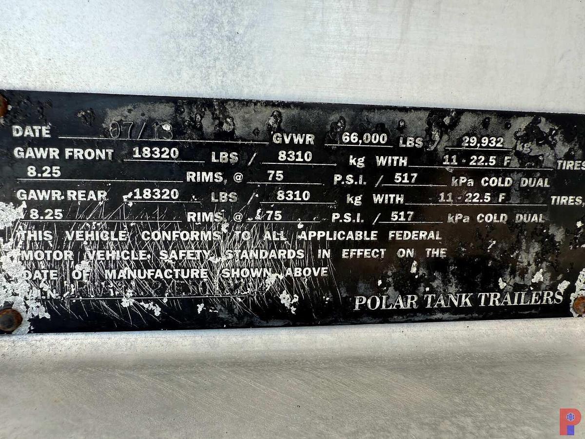 Used 2014 POLAR TANK 9,400 GAL. FUEL TANK TRAILER