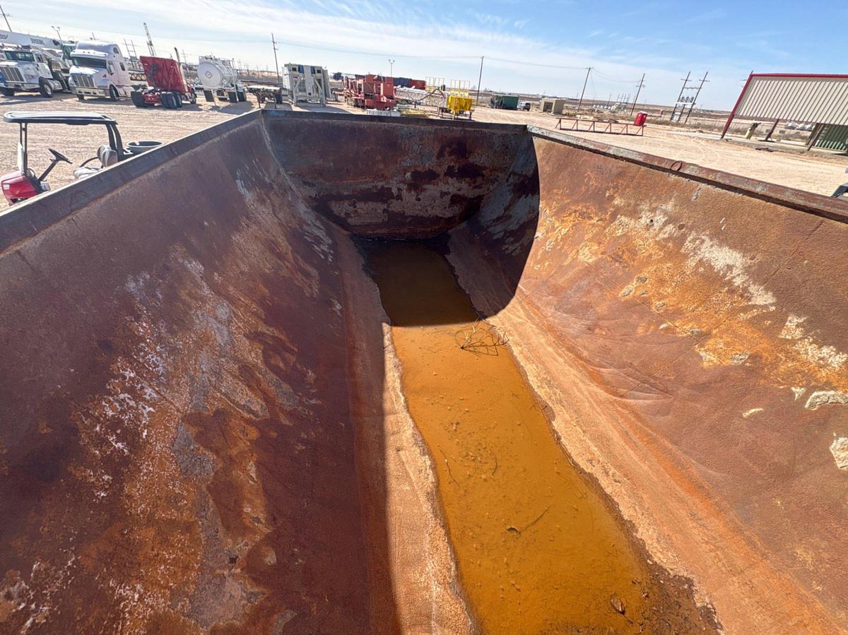 Used 17.5’ X 12’ x 6’ open top, round bottom tank, skidded