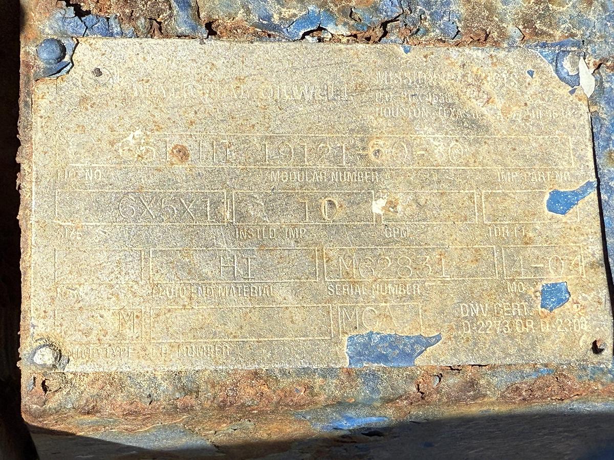 Used 40'L X 7.6'W X 5'H MUD TANK W/ 6X5 CENTRIFUGAL PUMP P/B 50-HP ELECTRIC MOTOR