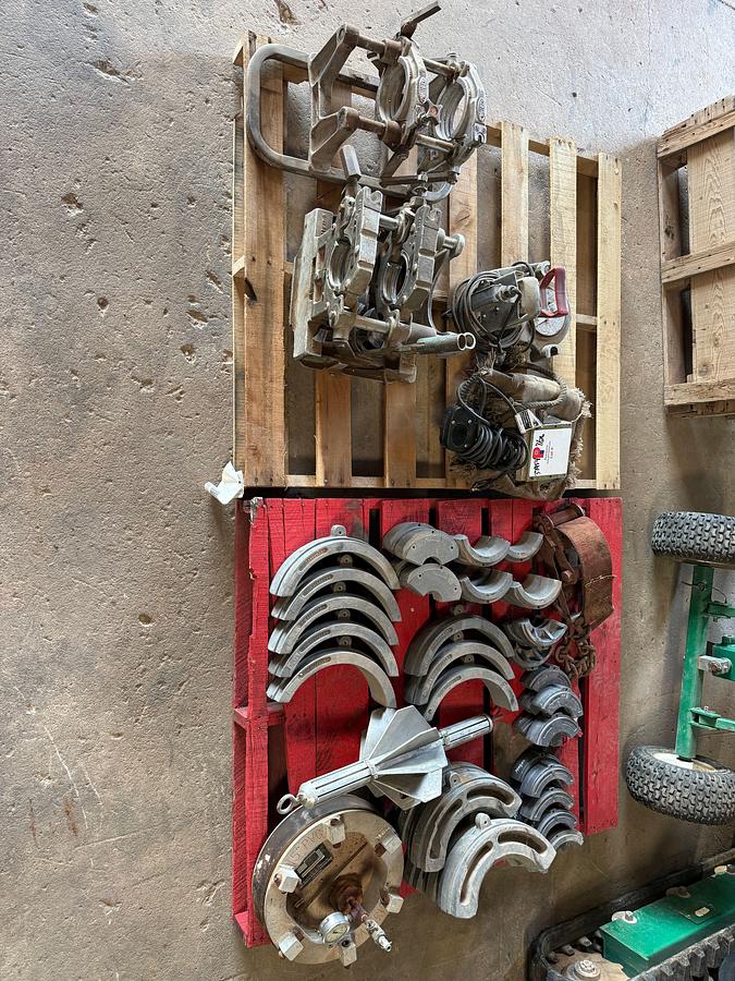 Used (2) PALLETS W/ MCELROY FUSION MACHINE ADAPTERS, COUPLERS, 15” PVC INFLATABLE PIPE PLUG, (2) HEATING ELEMENTS