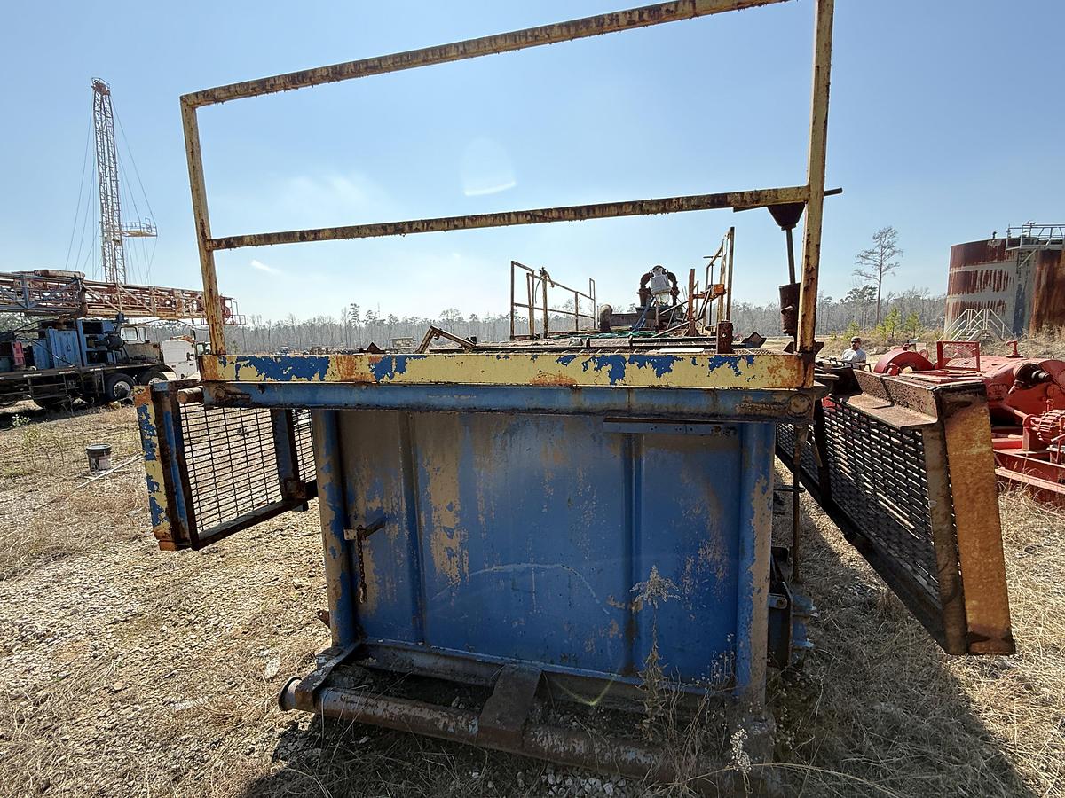 Used 40'L X 7.6'W X 5'H MUD TANK W/ 6X5 CENTRIFUGAL PUMP P/B 50-HP ELECTRIC MOTOR