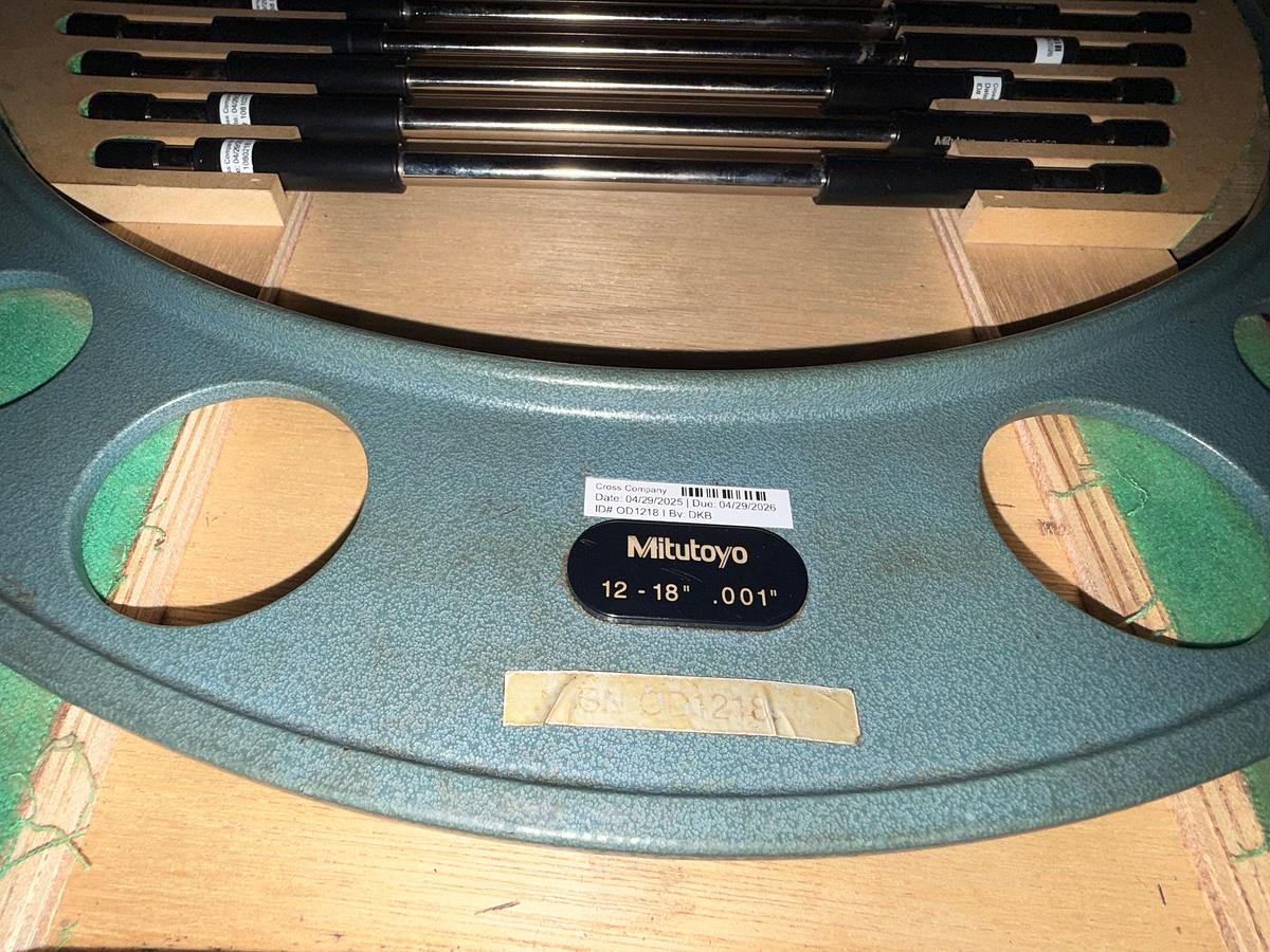 Used SECTION W/(4) MITUTOYO 2” THRU 10” DEPTH GAUGES, (1) MITUTOYO 12-18” OD MICROMETER, & (2) DUROMETER GUAGES