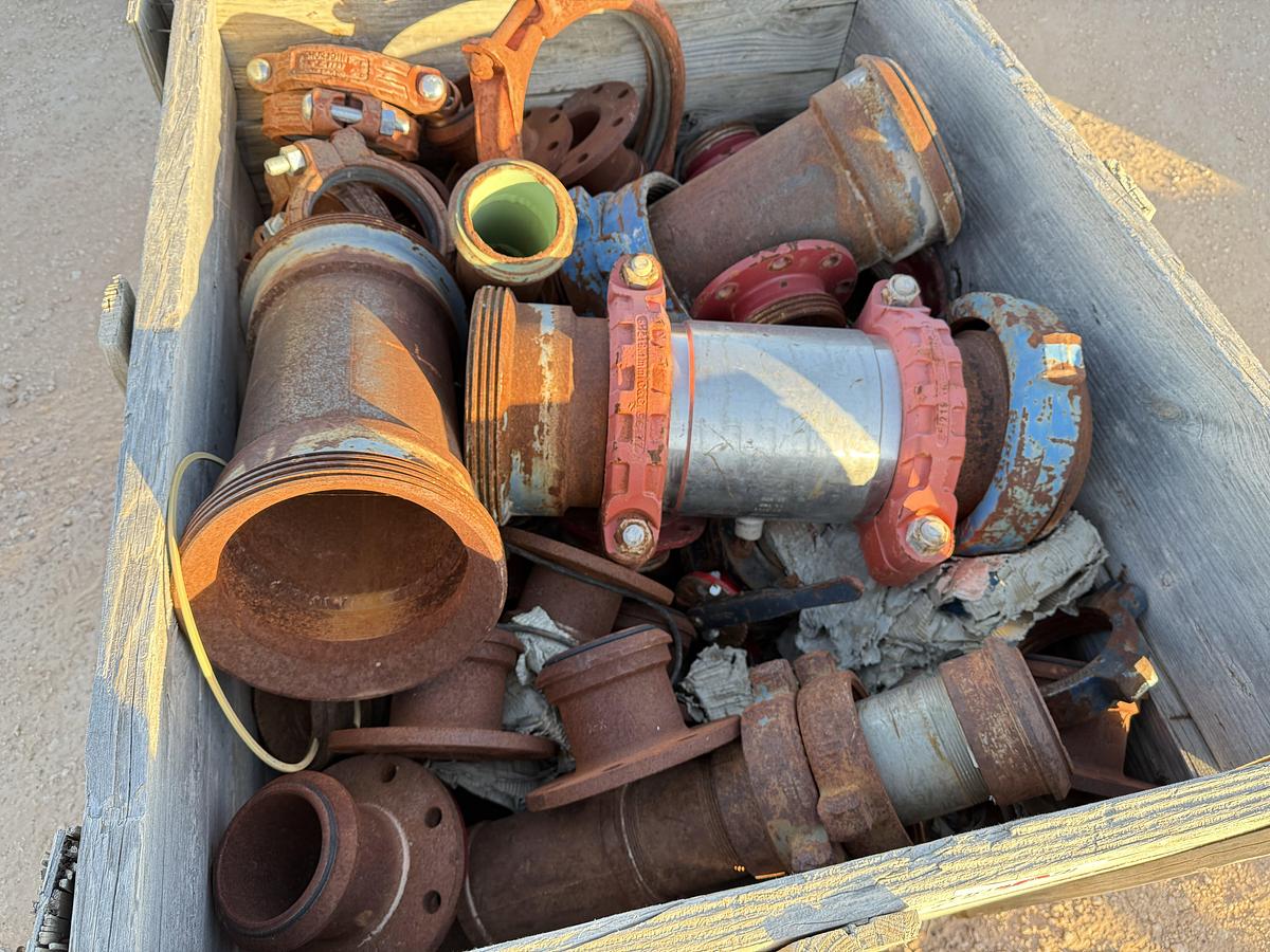 Used (2) CRATES W/ VARIOUS SIZE CEMENT HEAD CONNS, CROSS OVERS, SUBS, FLANGES, & RELATED