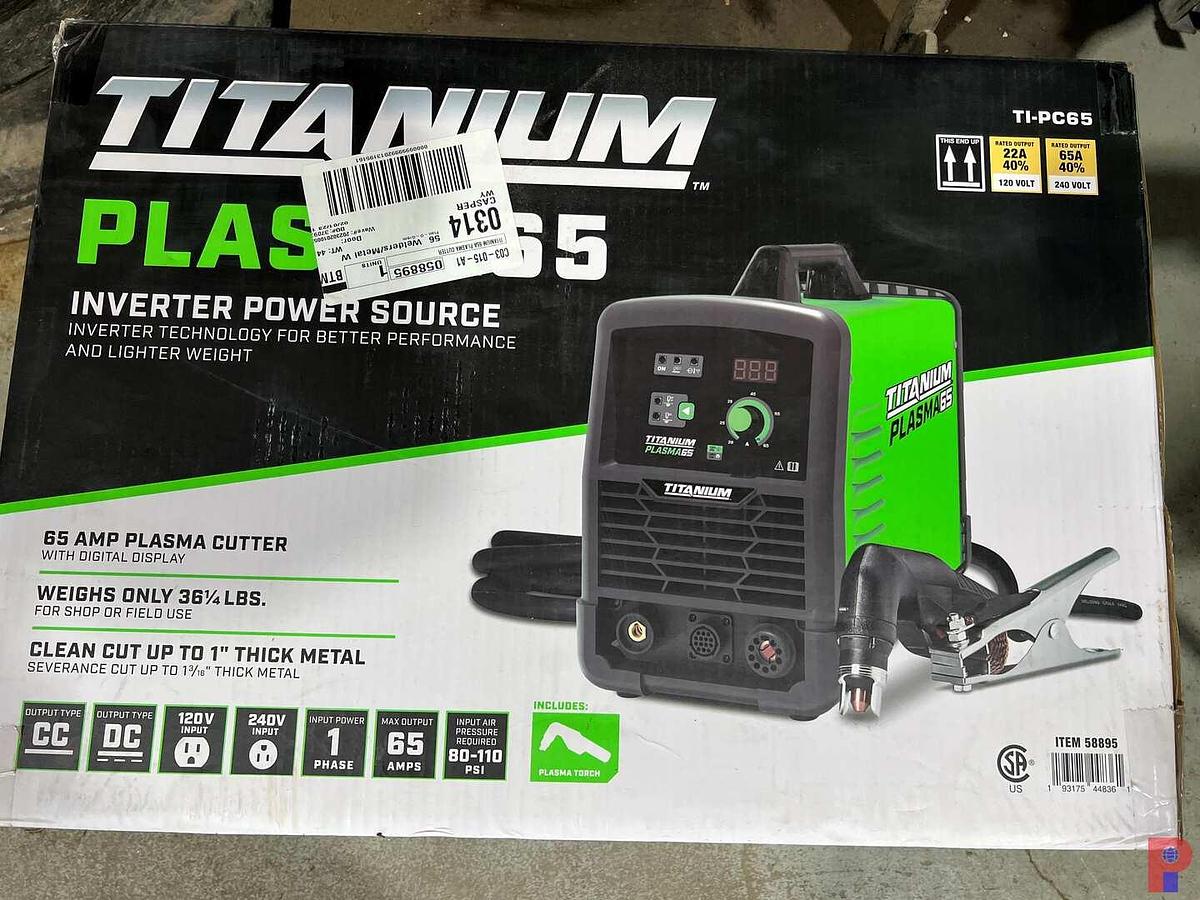 Used TITANIUM 65 AMP PLASMA CUTTER W/ ACCESORIES & ROLLING STAND