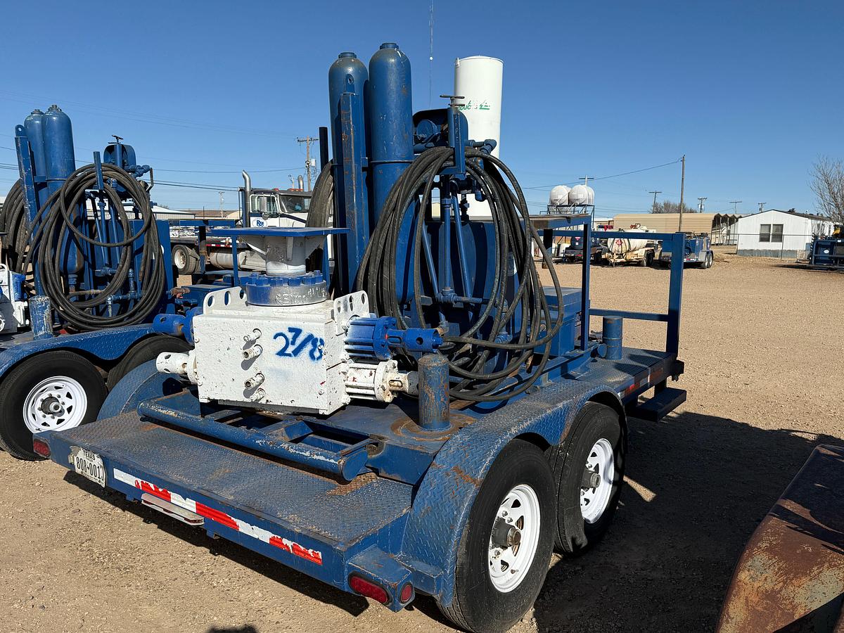 Used 7-1/16 5M 2-7/8 DBL HYD BOP 2-STATION MTD ON 2008 BT T/A BP ACCUMULATOR CLOSING UNIT TRAILER