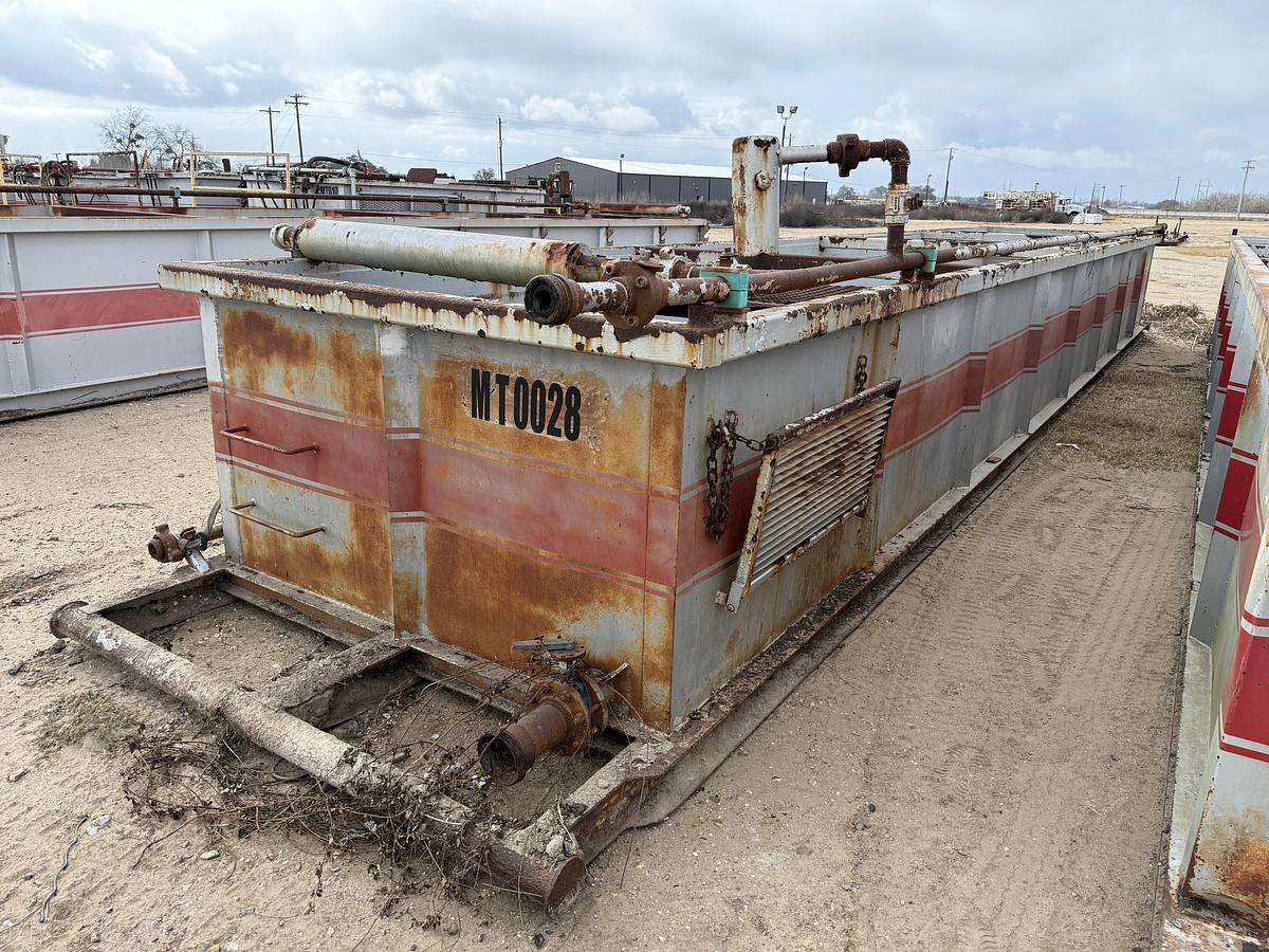 Used 40’ X 87” X 4’ OPEN TOP MUD TANK W/ IRON RACK