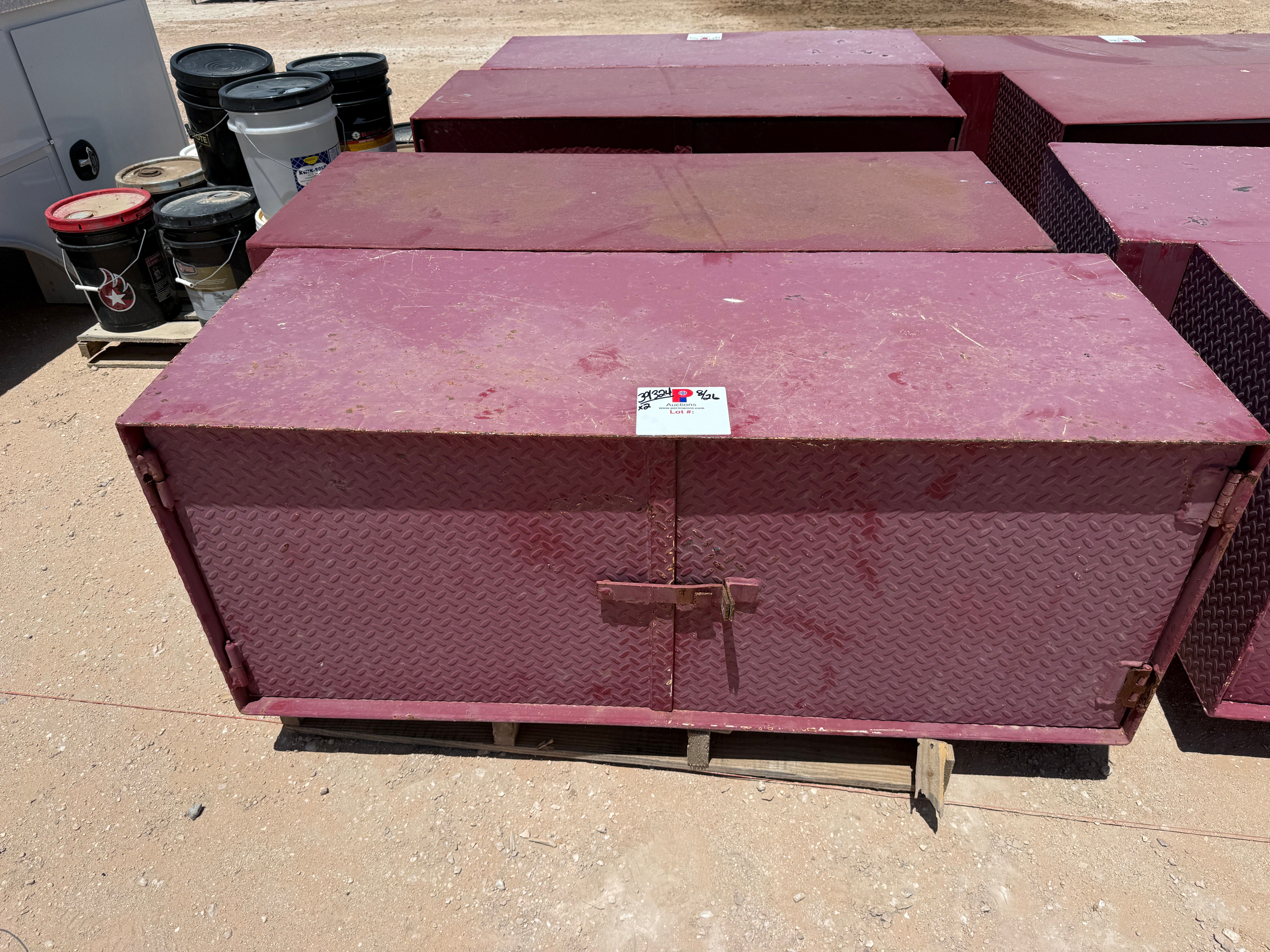 Used (2) 5’L x 2’W x 2’H STEEL 2-DOOR TOOL BOXES