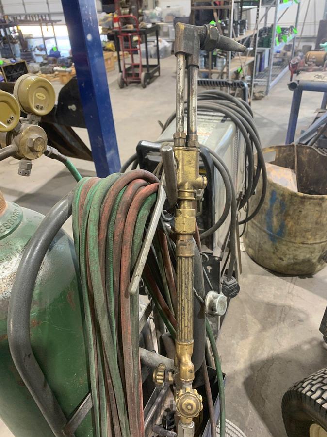 Used Oxygen and Acetylene Bottle Dolly W/ Victor Torch and Rose Bud