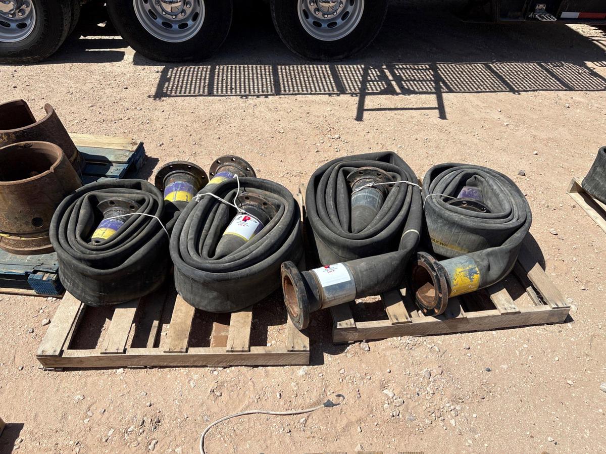 Used (4) flanged 6” lay-flat hoses