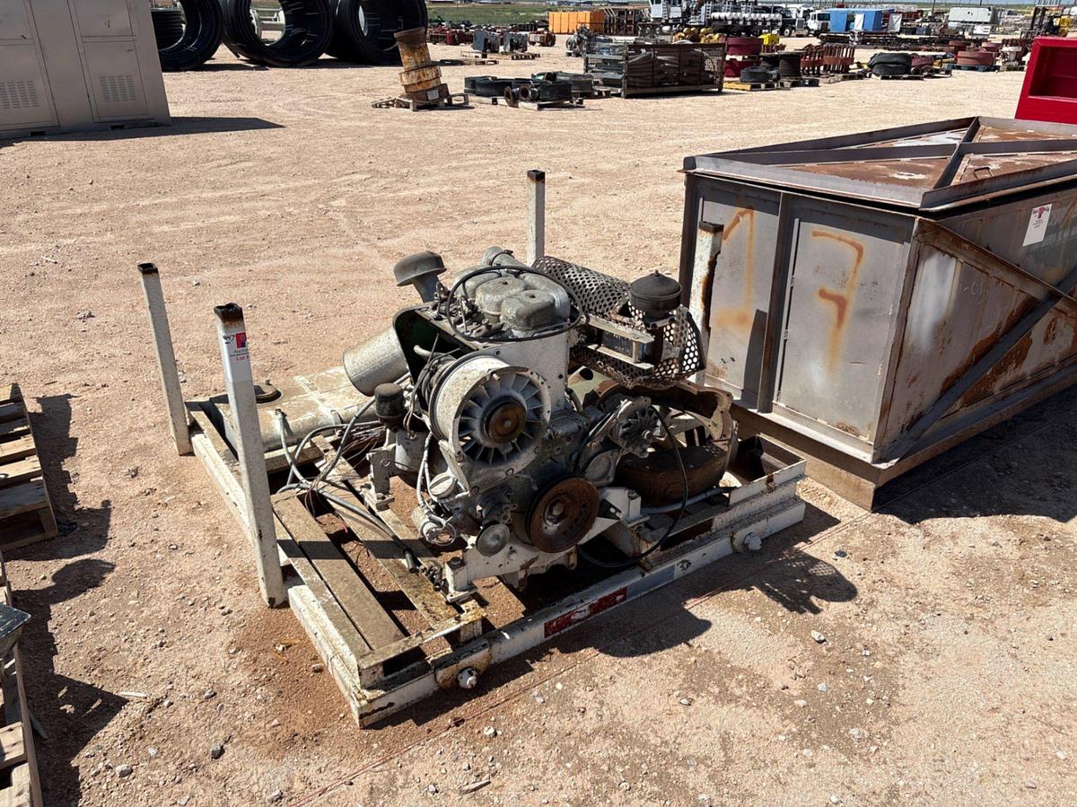 Used 6.5’ x 3’ x 3.5’ metal toolbox w/ contents & incomplete deutz 3-cylinder diesel engine
