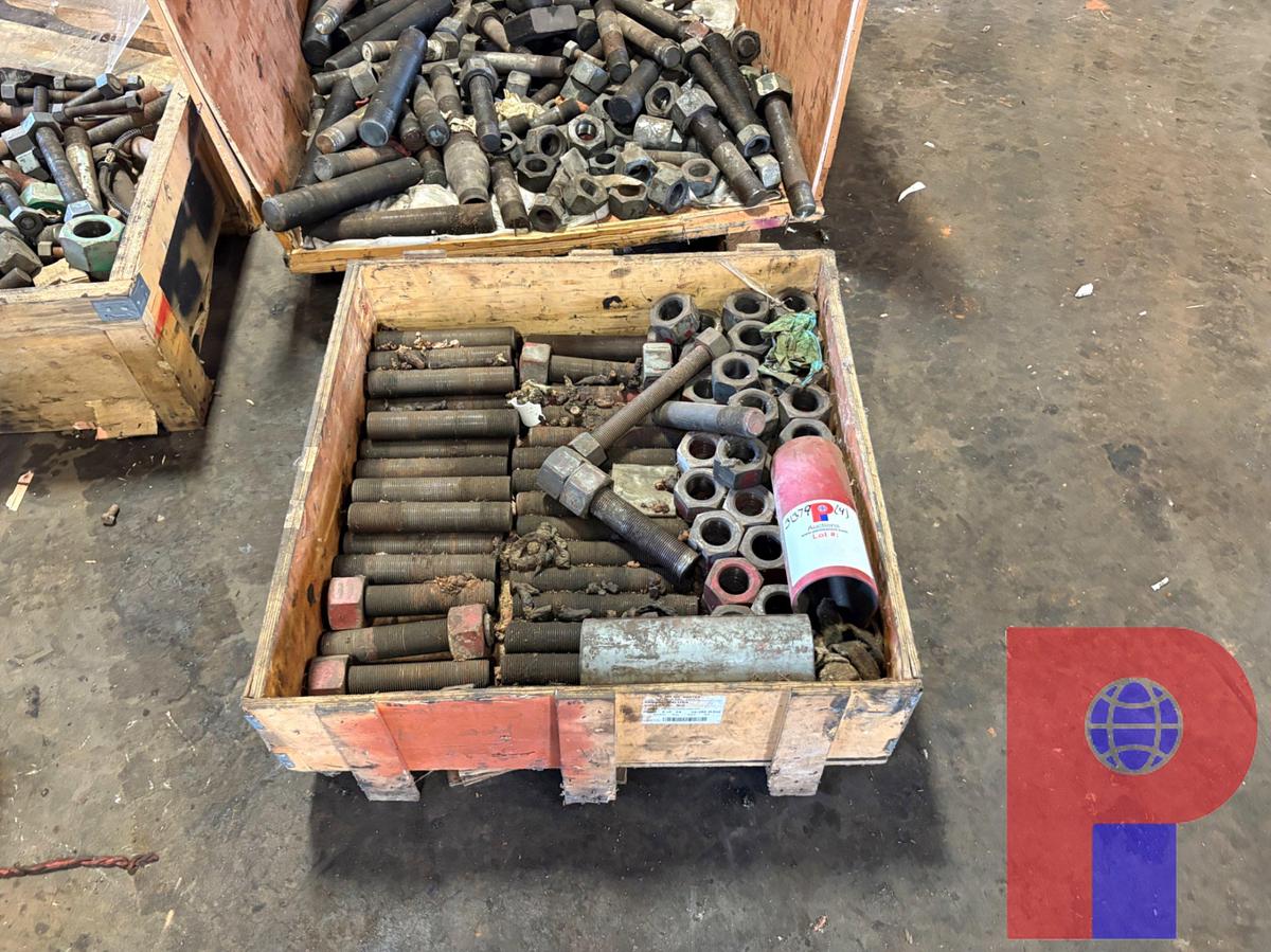 Used (4 CRATES) OF ASSORTED SIZE STUD BOLTS & NUTS, (RANGE: 1-1/2” TO 2-1/2”)