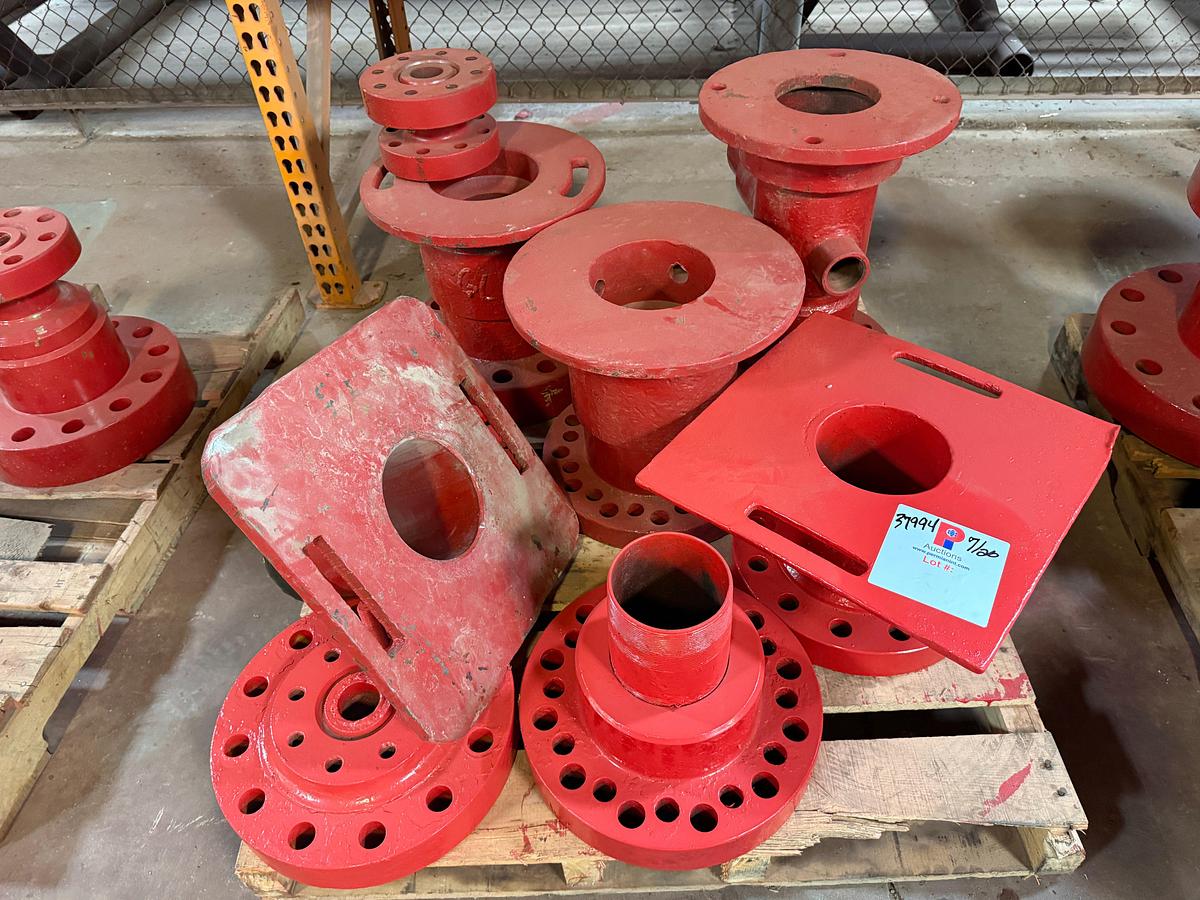 Used PALLET W/ (3) 7-1/16” ADAPTER SPOOLS , RUNNING PLATES, ADAPTER FLANGES
