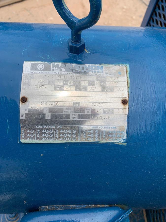 Used 2 Cyl. AIR COMPRESSOR p/b: MARATHON 3 Phase Electric Motor