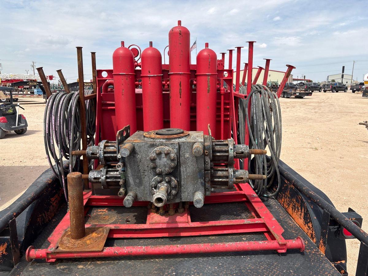 Used 3-station closing unit mtd on 12’ x 7’ t/a gooseneck trailer