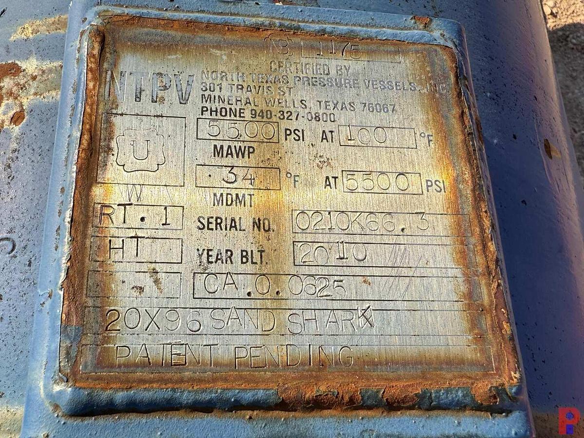 Used NTPV 20" X 8' 5,500 PSI VERTICAL SAND SEPARATOR
