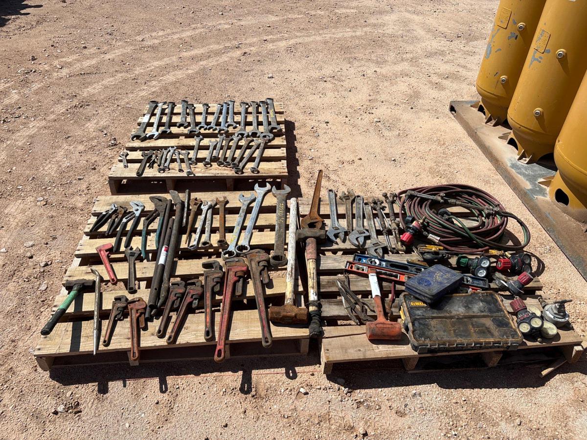 Used (3 pallets) of assorted wrenches, hammers, cutting torches, & miscellaneous hand tools