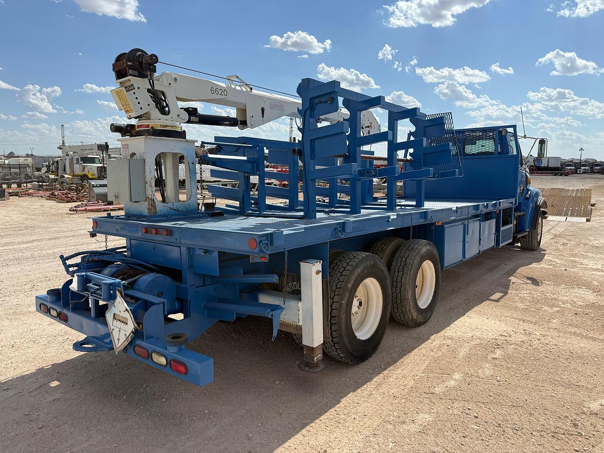 Used 2002 STERLING LT9500 T/A 24’ FLATBED FLOW IRON CRANE TRUCK
