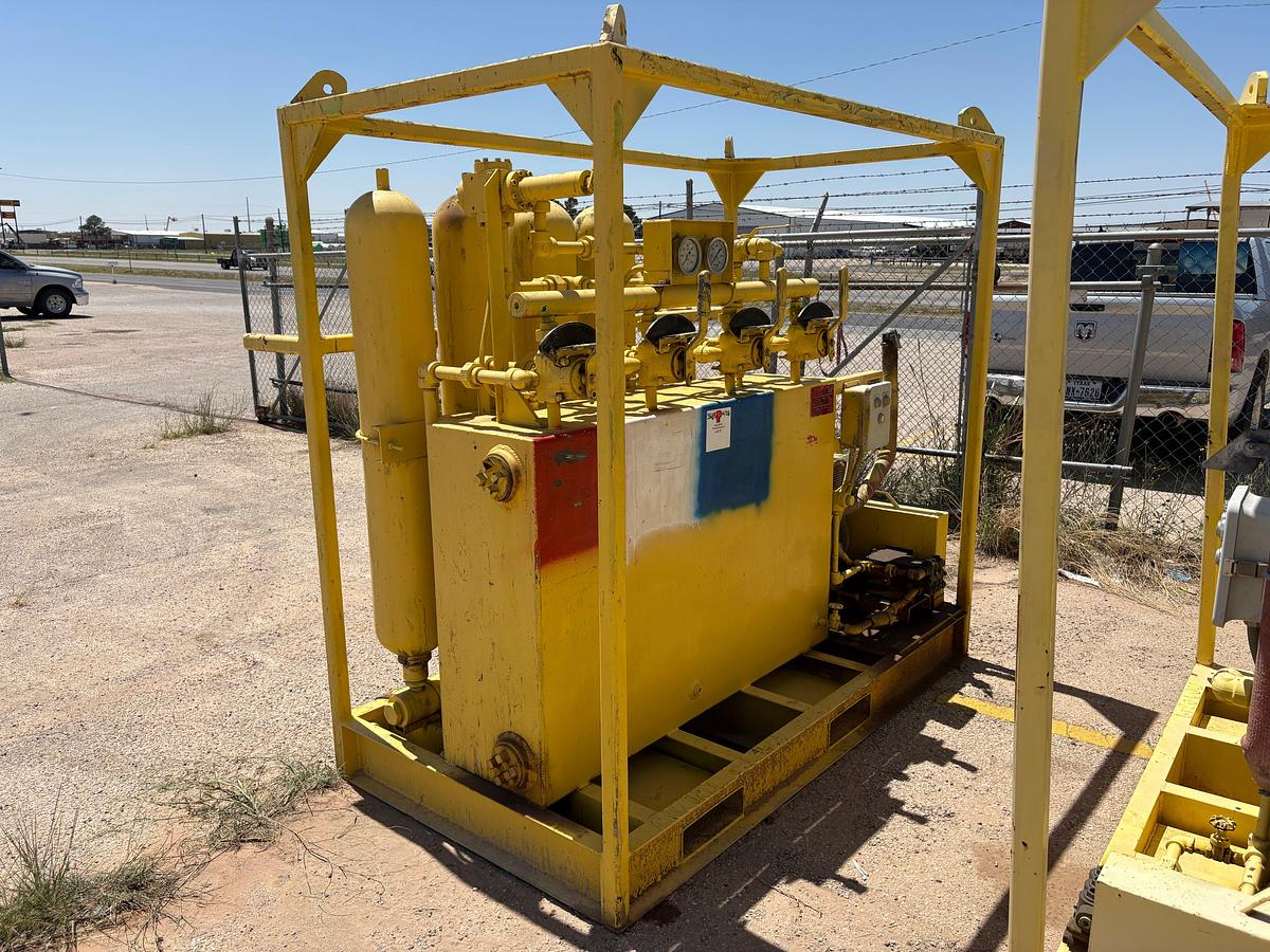 Used Meyer 4-station closing unit, skidded