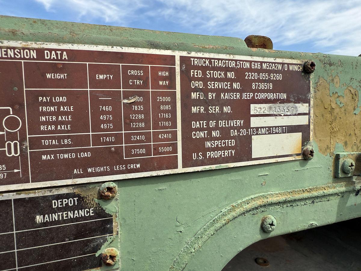 Used KAISER M52A2 5-TON 6X6 TRUCK TRACTOR