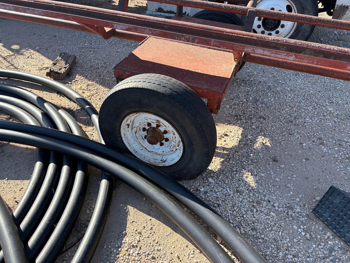 Used SHOPBUILT 26’ x 30” s/a bumper pull pipe trailer