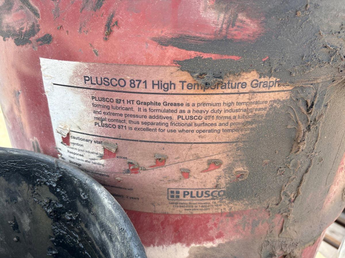 Used (2 pallets) w/ assorted high temp grease drums, pneumatic grease pumps, & gear oil