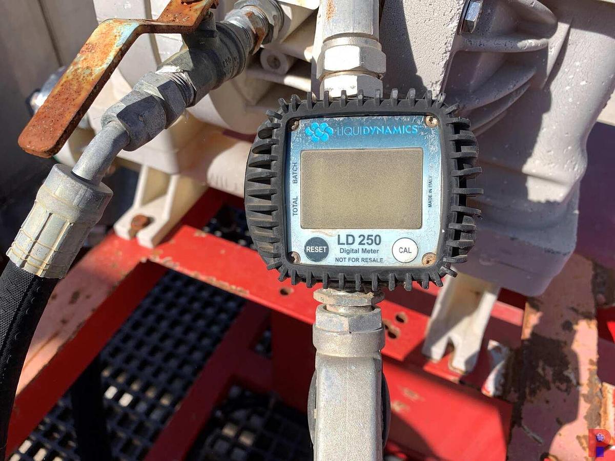 Used 8’ X 8’ HD SKID W/ (3) TRANSTORE STAINLESS STEEL TOTES & HOSE REELS