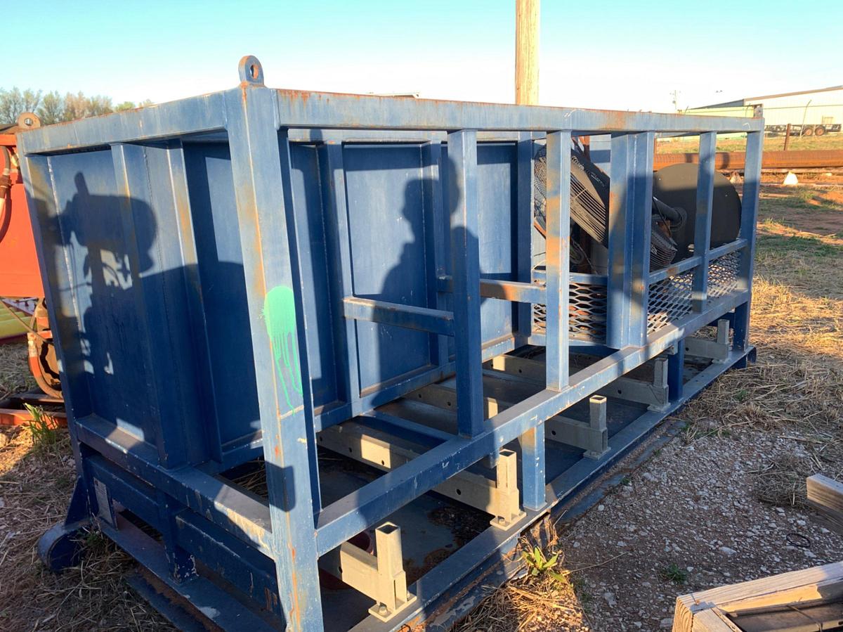 Used 11’ 5” L x 4’ W x 5’ T Skidded Tool Locker and Basket