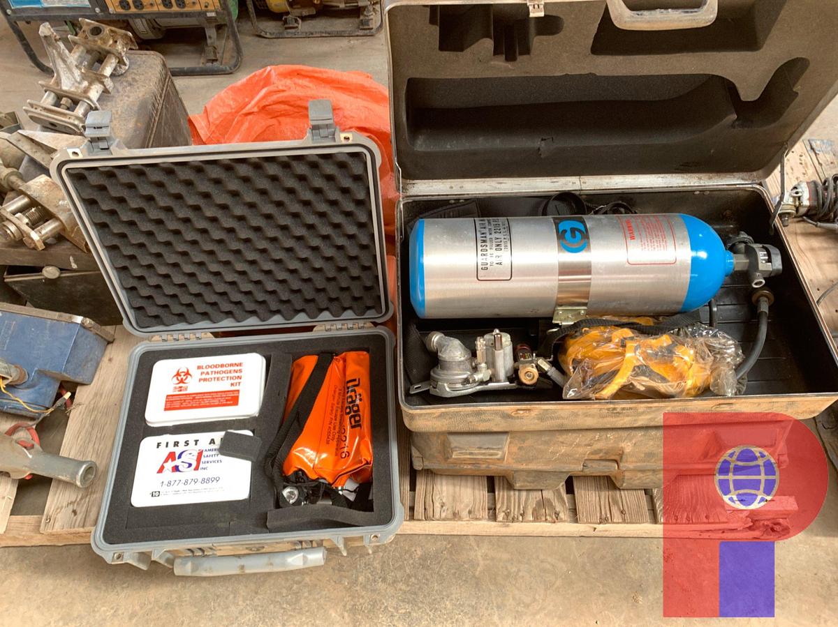Used (2) OXYGEN TANKS W/MASK, (2) RESPIRATORS, (2) FIRST AID KIST