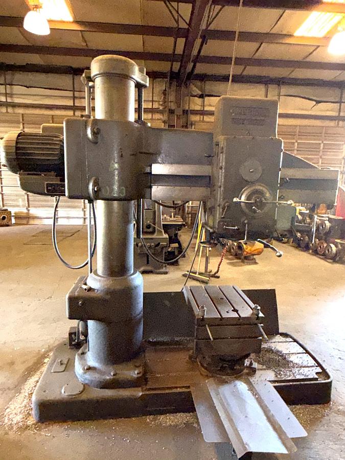 Used AMERICAN HOLE WIZARD 5FT. 13” COL. RADIAL ARM DRILL PRESS